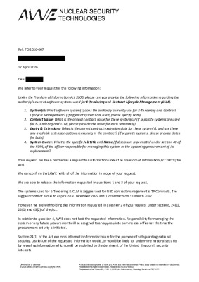 FOI Request – E-Tendering and Contact Lifecycle Management (CLM)