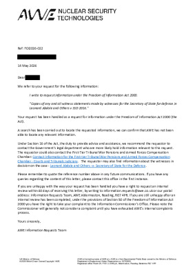 FOI Request – Witness statements