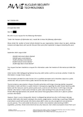 FOI Request – Blocked emails by AWE